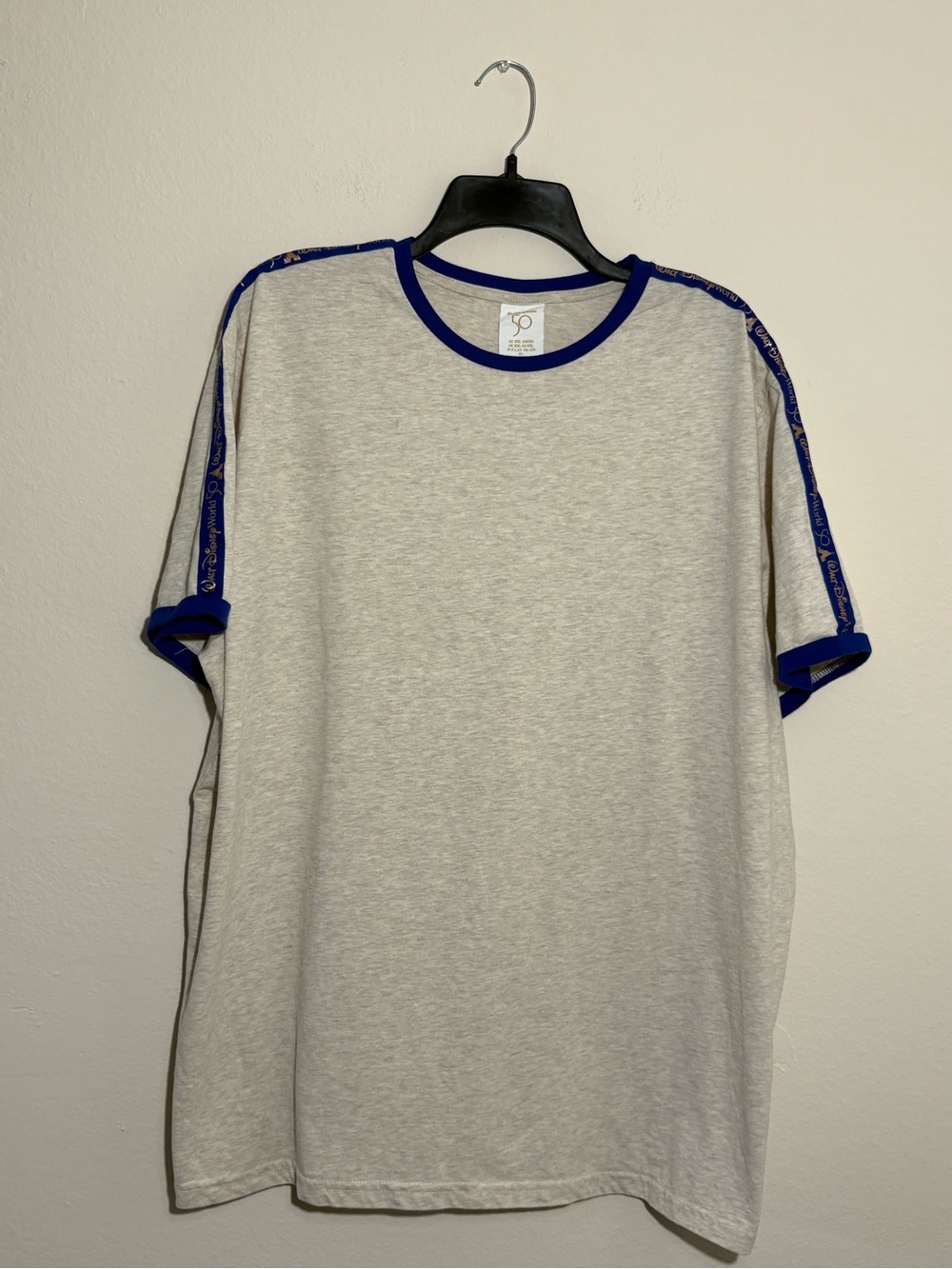 Disney Parks Walt Disney World 50th Anniversary Ringer Tee XXL Gray Blue